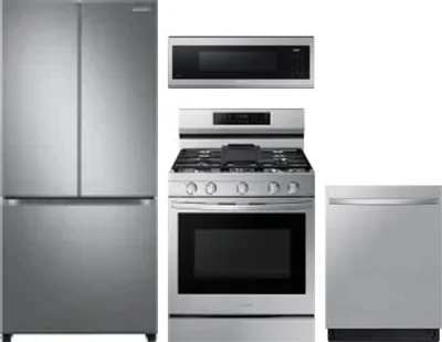 4 Piece Package Includes Refrigerator, Range, Microwave And Dishwasher