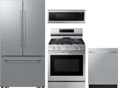 4 Piece Package Includes Refrigerator, Range, Microwave And Dishwasher