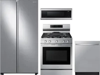 4 Piece Package Includes Refrigerator, Range, Microwave And Dishwasher