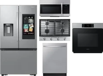 5 Piece Package Includes Refrigerator, Cooktop, Wall Oven, Microwave And Dishwasher