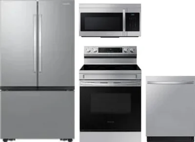 4 Piece Package Includes Refrigerator, Range, Microwave And Dishwasher