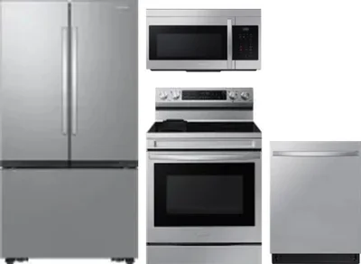 4 Piece Package Includes Refrigerator, Range, Microwave And Dishwasher