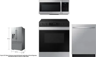 4 Piece Package Includes Refrigerator, Range, Microwave And Dishwasher