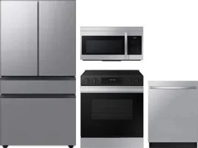 4 Piece Package Includes Refrigerator, Range, Microwave And Dishwasher