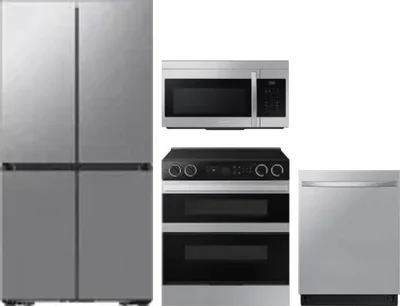 4 Piece Package Includes Refrigerator, Range, Microwave And Dishwasher