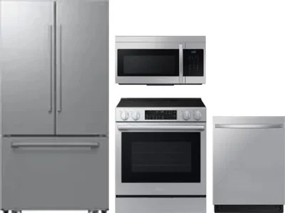 4 Piece Package Includes Refrigerator, Range, Microwave And Dishwasher