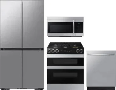 4 Piece Package Includes Refrigerator, Range, Microwave And Dishwasher
