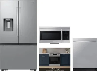 4 Piece Package Includes Refrigerator, Range, Microwave And Dishwasher