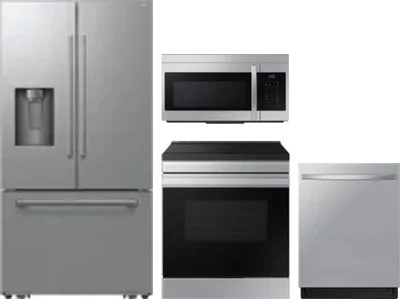 4 Piece Package Includes Refrigerator, Range, Microwave And Dishwasher