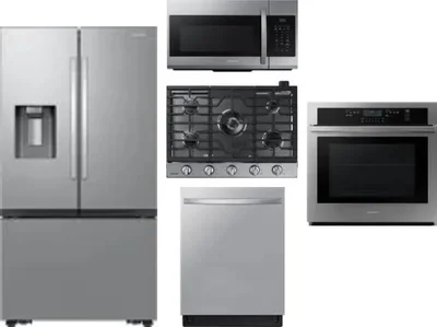 5 Piece Package Includes Refrigerator, Cooktop, Wall Oven, Microwave And Dishwasher