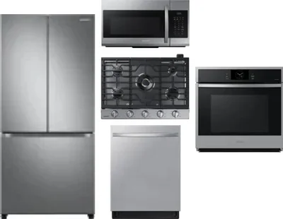 5 Piece Package Includes Refrigerator, Cooktop, Wall Oven, Microwave And Dishwasher
