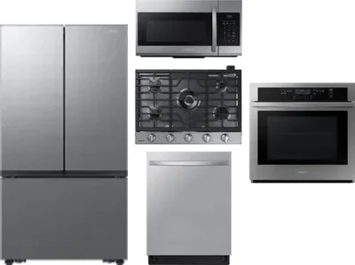 5 Piece Package Includes Refrigerator, Cooktop, Wall Oven, Microwave And Dishwasher