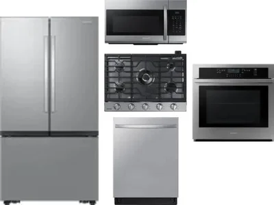 5 Piece Package Includes Refrigerator, Cooktop, Wall Oven, Microwave And Dishwasher