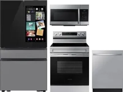 4 Piece Package Includes Refrigerator, Range, Microwave And Dishwasher
