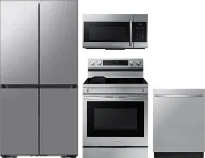 4 Piece Package Includes Refrigerator, Range, Microwave And Dishwasher