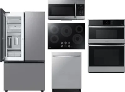 5 Piece Package Includes Refrigerator, Cooktop, Wall Oven, Microwave And Dishwasher