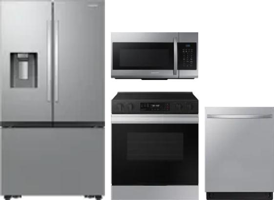 4 Piece Package Includes Refrigerator, Range, Microwave And Dishwasher