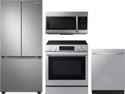4 Piece Package Includes Refrigerator, Range, Microwave And Dishwasher