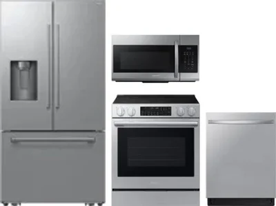 4 Piece Package Includes Refrigerator, Range, Microwave And Dishwasher