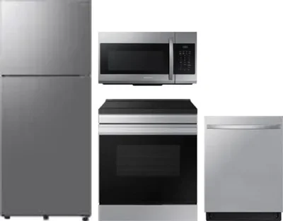 4 Piece Package Includes Refrigerator, Range, Microwave And Dishwasher