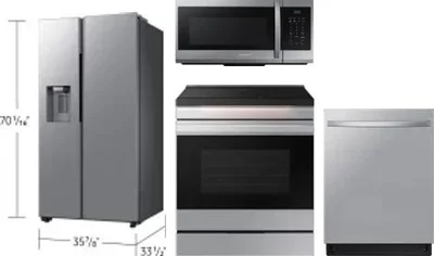 4 Piece Package Includes Refrigerator, Range, Microwave And Dishwasher
