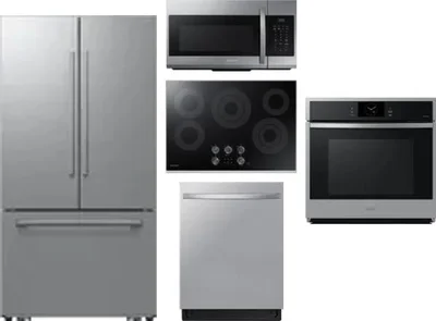 5 Piece Package Includes Refrigerator, Cooktop, Wall Oven, Microwave And Dishwasher