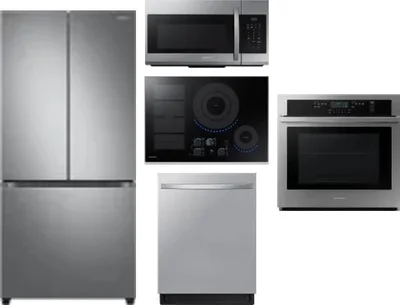 5 Piece Package Includes Refrigerator, Cooktop, Wall Oven, Microwave And Dishwasher