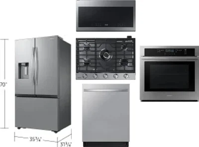 5 Piece Package Includes Refrigerator, Cooktop, Wall Oven, Microwave And Dishwasher