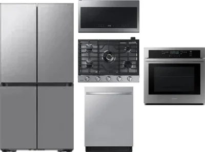 5 Piece Package Includes Refrigerator, Cooktop, Wall Oven, Microwave And Dishwasher