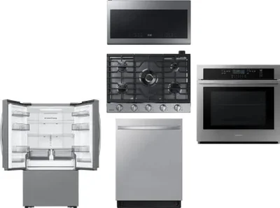 5 Piece Package Includes Refrigerator, Cooktop, Wall Oven, Microwave And Dishwasher