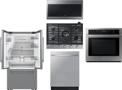 5 Piece Package Includes Refrigerator, Cooktop, Wall Oven, Microwave And Dishwasher