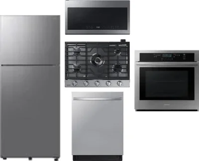 5 Piece Package Includes Refrigerator, Cooktop, Wall Oven, Microwave And Dishwasher