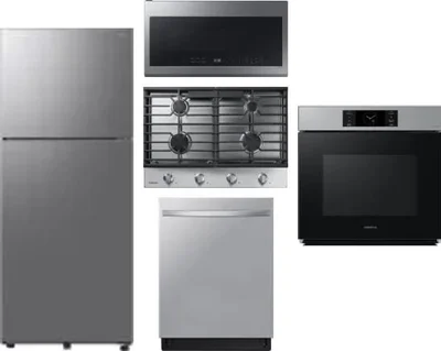 5 Piece Package Includes Refrigerator, Cooktop, Wall Oven, Microwave And Dishwasher
