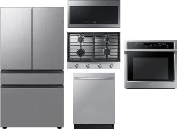 5 Piece Package Includes Refrigerator, Cooktop, Wall Oven, Microwave And Dishwasher