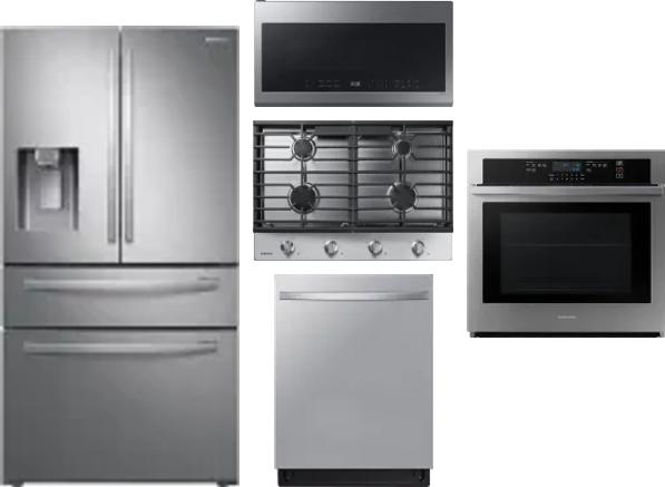 5 Piece Package Includes Refrigerator, Cooktop, Wall Oven, Microwave And Dishwasher