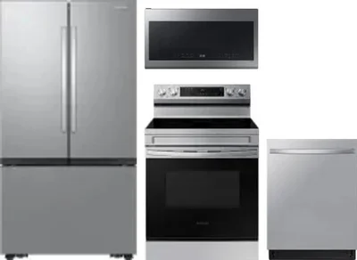 4 Piece Package Includes Refrigerator, Range, Microwave And Dishwasher
