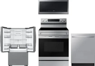 4 Piece Package Includes Refrigerator, Range, Microwave And Dishwasher