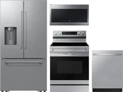 4 Piece Package Includes Refrigerator, Range, Microwave And Dishwasher