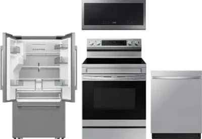 4 Piece Package Includes Refrigerator, Range, Microwave And Dishwasher
