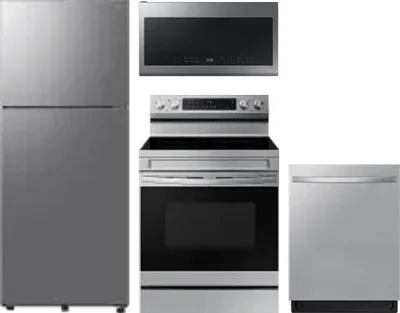 4 Piece Package Includes Refrigerator, Range, Microwave And Dishwasher