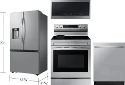 4 Piece Package Includes Refrigerator, Range, Microwave And Dishwasher