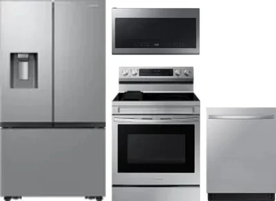 4 Piece Package Includes Refrigerator, Range, Microwave And Dishwasher