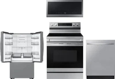 4 Piece Package Includes Refrigerator, Range, Microwave And Dishwasher