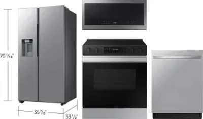 4 Piece Package Includes Refrigerator, Range, Microwave And Dishwasher