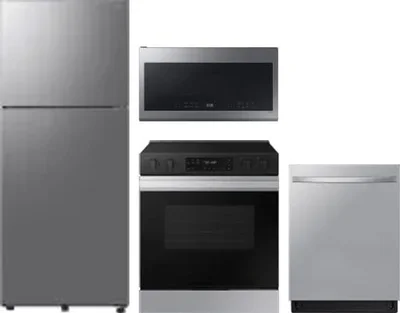 4 Piece Package Includes Refrigerator, Range, Microwave And Dishwasher