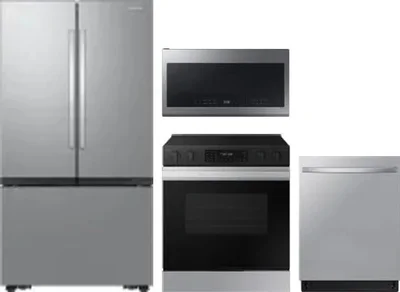 4 Piece Package Includes Refrigerator, Range, Microwave And Dishwasher