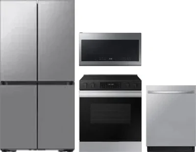 4 Piece Package Includes Refrigerator, Range, Microwave And Dishwasher