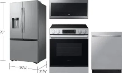 4 Piece Package Includes Refrigerator, Range, Microwave And Dishwasher