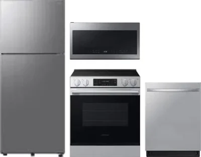 4 Piece Package Includes Refrigerator, Range, Microwave And Dishwasher