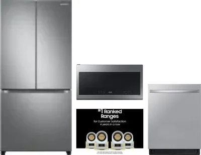 4 Piece Package Includes Refrigerator, Range, Microwave And Dishwasher
